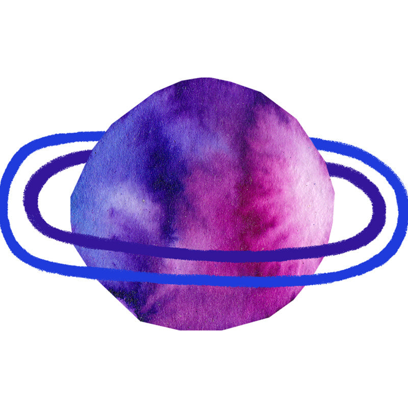 Aquarell Ringe Planet Wandbild Kinderstil Glattes Wandkunst in dunkler Farbe für Schlafzimmer