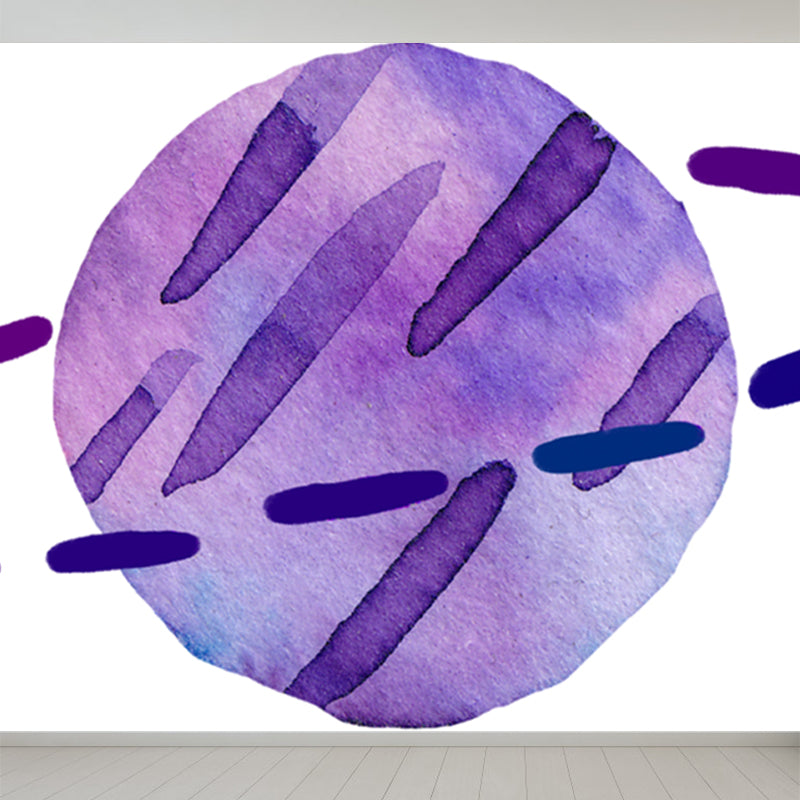 Aquarell Ringe Planet Wandbild Kinderstil Glattes Wandkunst in dunkler Farbe für Schlafzimmer