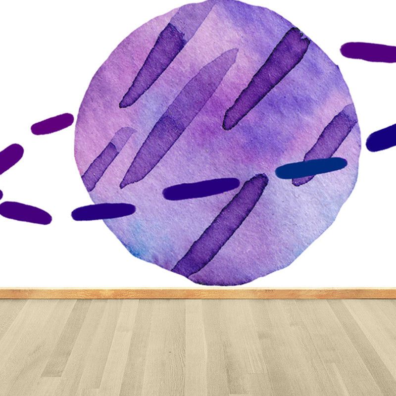Aquarell Ringe Planet Wandbild Kinderstil Glattes Wandkunst in dunkler Farbe für Schlafzimmer