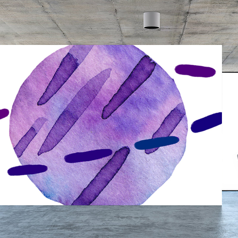 Aquarell Ringe Planet Wandbild Kinderstil Glattes Wandkunst in dunkler Farbe für Schlafzimmer