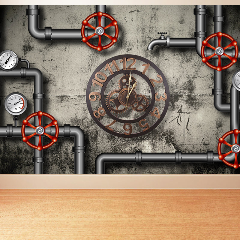 Steampunk Metall Wand Papier Wandbild für Jungen Schlafzimmer Anpassbare Wandkunst in dunkler Farbe