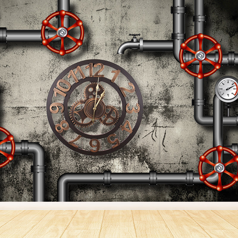 Steampunk Metall Wand Papier Wandbild für Jungen Schlafzimmer Anpassbare Wandkunst in dunkler Farbe