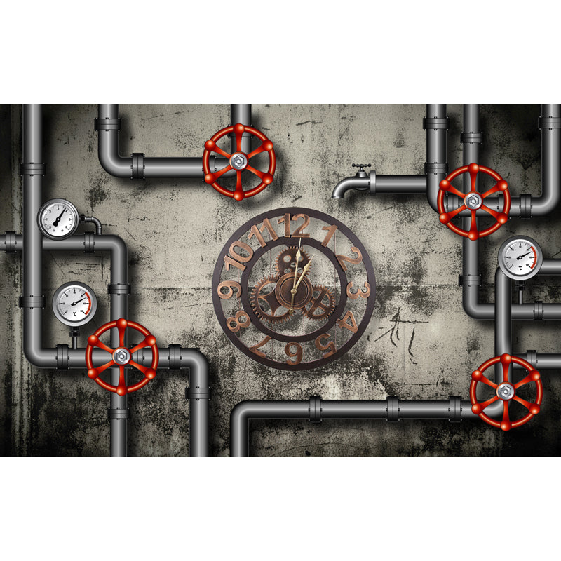 Steampunk Metall Wand Papier Wandbild für Jungen Schlafzimmer Anpassbare Wandkunst in dunkler Farbe