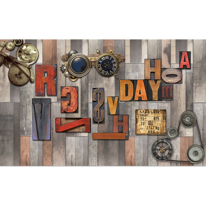 Steampunk Metall Wand Papier Wandbild für Jungen Schlafzimmer Anpassbare Wandkunst in dunkler Farbe