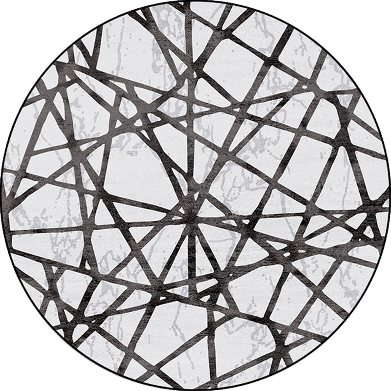 Schwarzer Salon Teppich Modernistische Geometrie-Muster Teppich Polypropylen Maschinenwaschbar Rutschfester Teppich