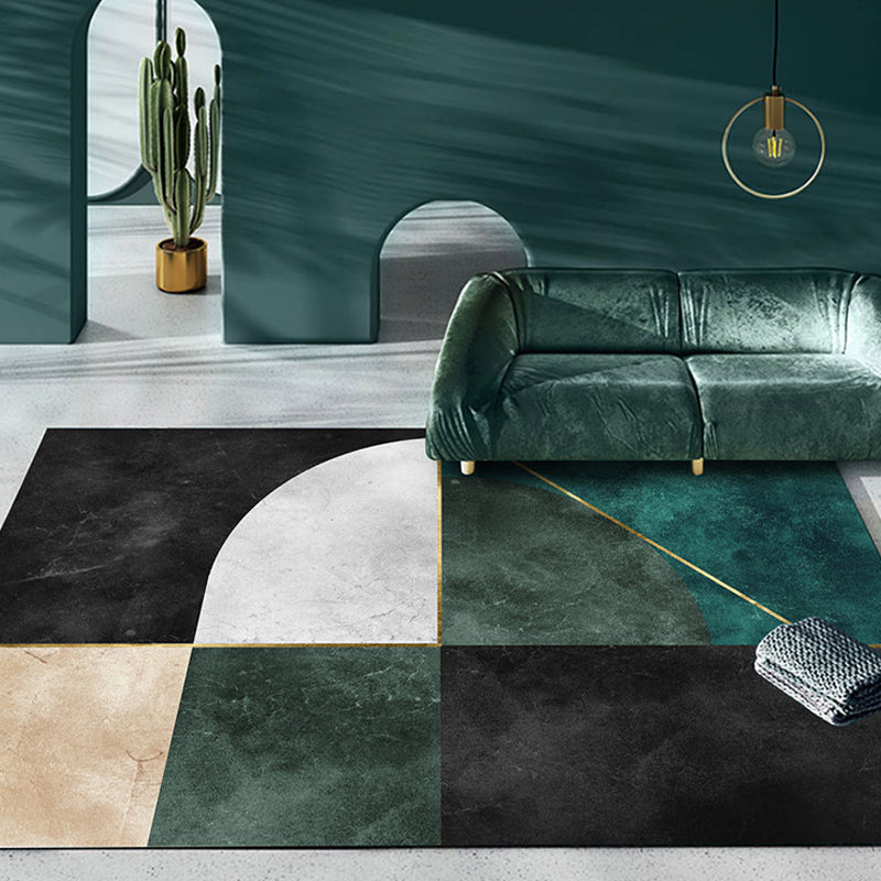Sandsberg | Nordic Parlor Teppich Grün Geometrisches Muster Teppich Polypropylen Waschbar Rutschfest Haustierfreundlicher Teppich
