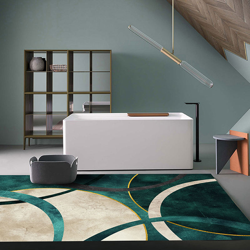 Sandsberg | Nordic Parlor Teppich Grün Geometrisches Muster Teppich Polypropylen Waschbar Rutschfest Haustierfreundlicher Teppich