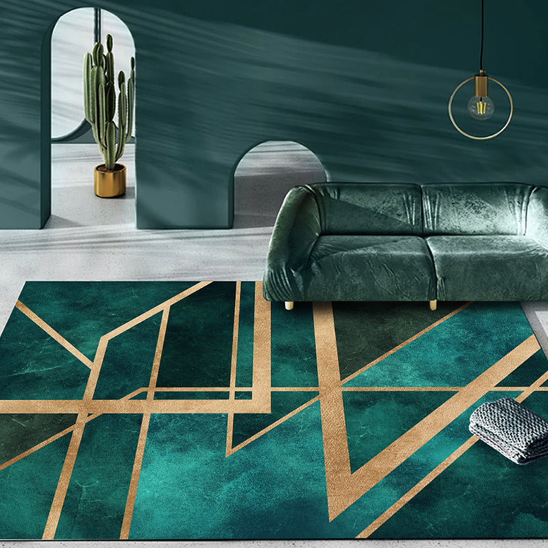 Sandsberg | Nordic Parlor Teppich Grün Geometrisches Muster Teppich Polypropylen Waschbar Rutschfest Haustierfreundlicher Teppich