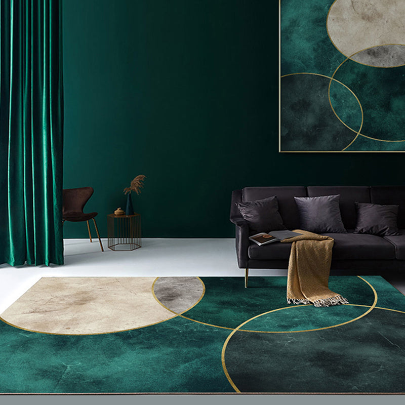 Sandsberg | Nordic Parlor Teppich Grün Geometrisches Muster Teppich Polypropylen Waschbar Rutschfest Haustierfreundlicher Teppich