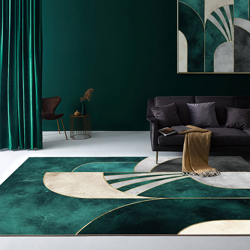 Sandsberg | Nordic Parlor Teppich Grün Geometrisches Muster Teppich Polypropylen Waschbar Rutschfest Haustierfreundlicher Teppich