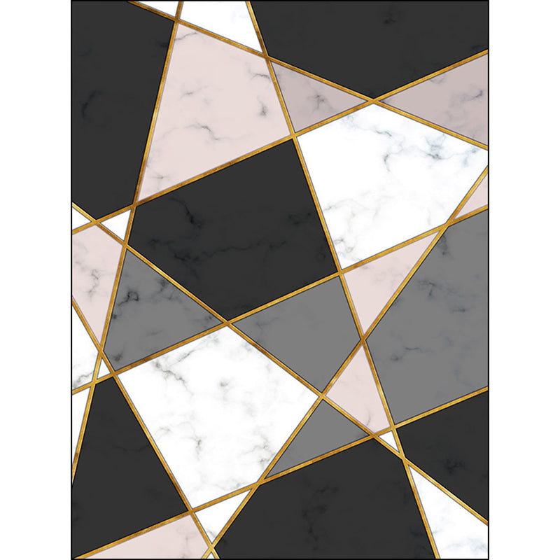 Schwarzer geometrischer Musterteppich Polyester Moderner Teppich Waschbar Rutschfest Haustierfreundlicher Teppich für das Wohnzimmer