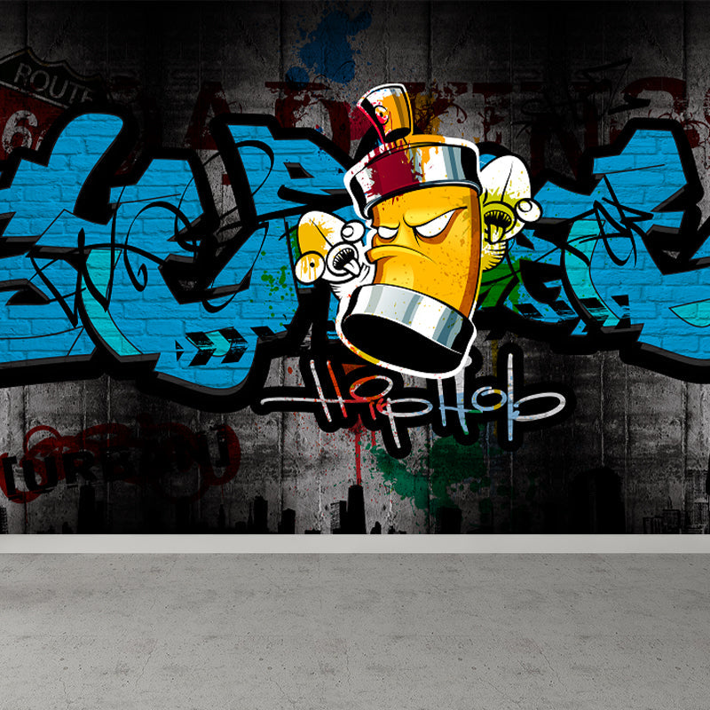 Sandsberg | Cartoon Druck Wanddekal Graffiti Vliesstoff Texturierte Wandverkleidung in Sanften Farben