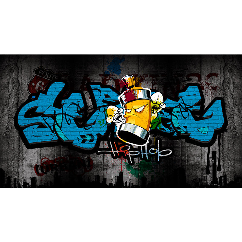 Sandsberg | Cartoon Druck Wanddekal Graffiti Vliesstoff Texturierte Wandverkleidung in Sanften Farben