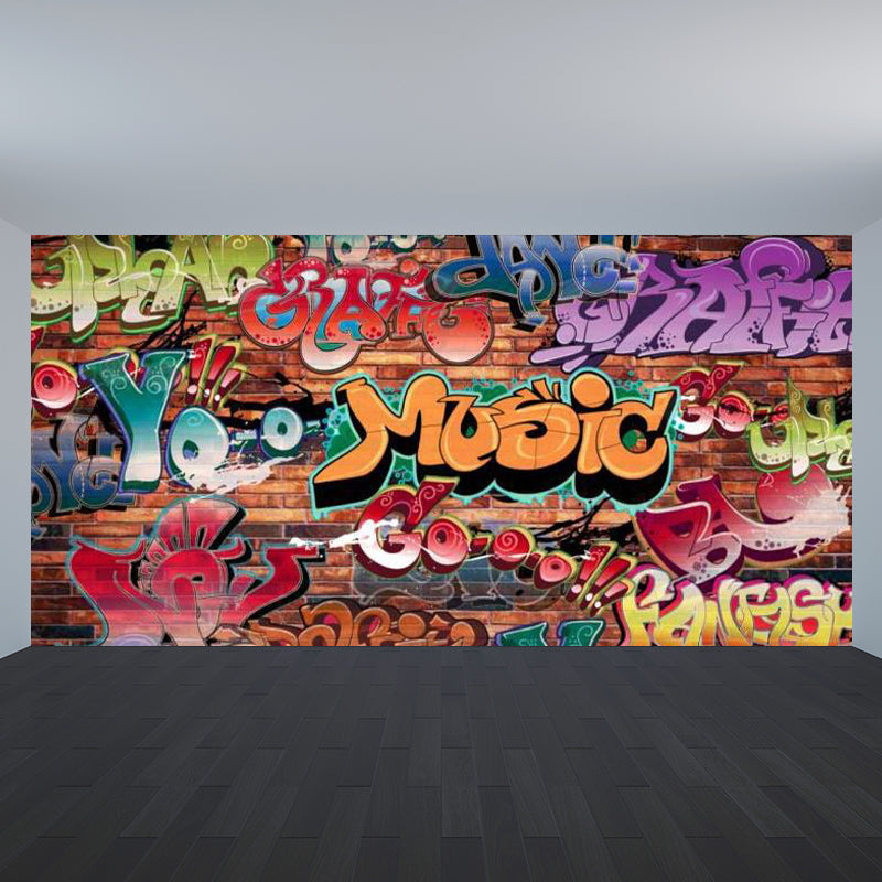 Sandsberg | Cartoon Druck Wanddekal Graffiti Vliesstoff Texturierte Wandverkleidung in Sanften Farben