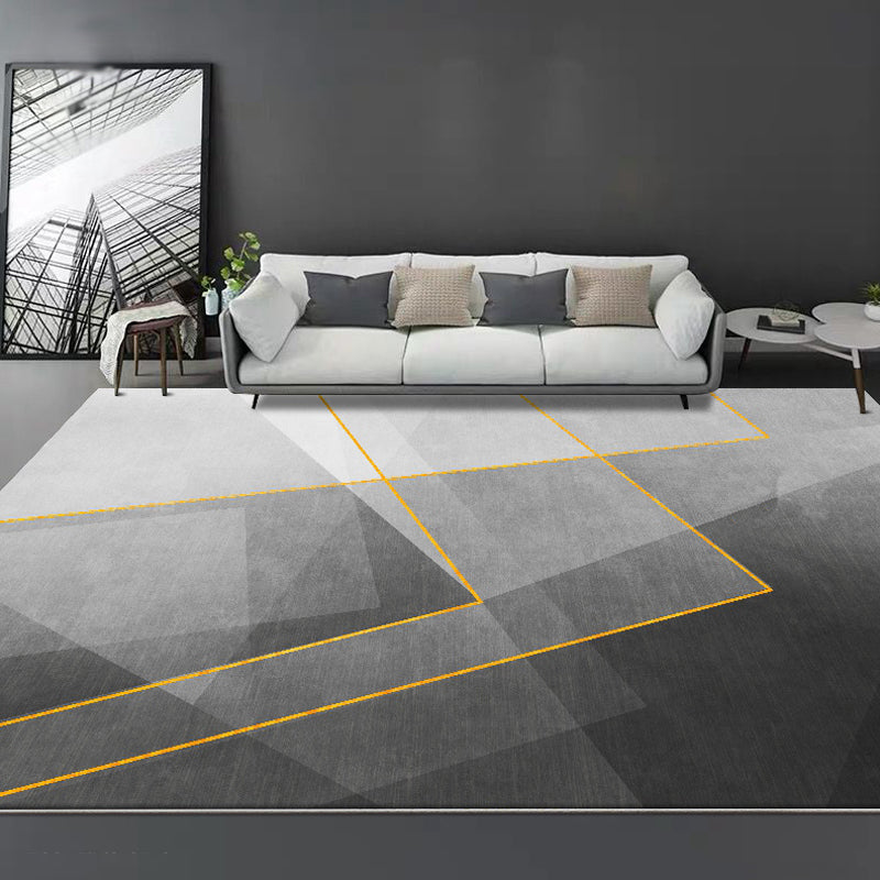 Schwarzer geometrischer Musterteppich Polyester modernistischer Teppich maschinenwaschbar rutschfeste Rückenbeschichtung Teppich für Schlafzimmer