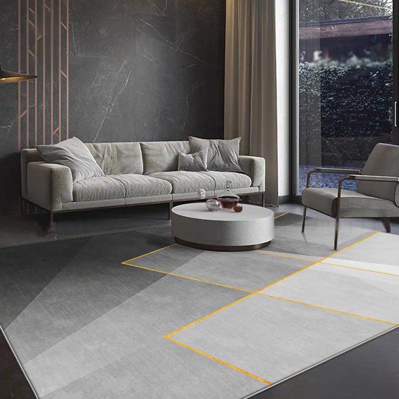 Schwarzer geometrischer Musterteppich Polyester modernistischer Teppich maschinenwaschbar rutschfeste Rückenbeschichtung Teppich für Schlafzimmer