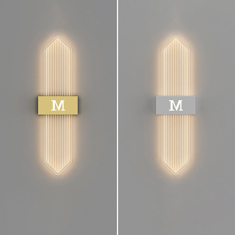 Moderne Luxus Eisen Acrylic Elliptische Streifen Spitz LED Wandleuchte für das Wohnzimmer