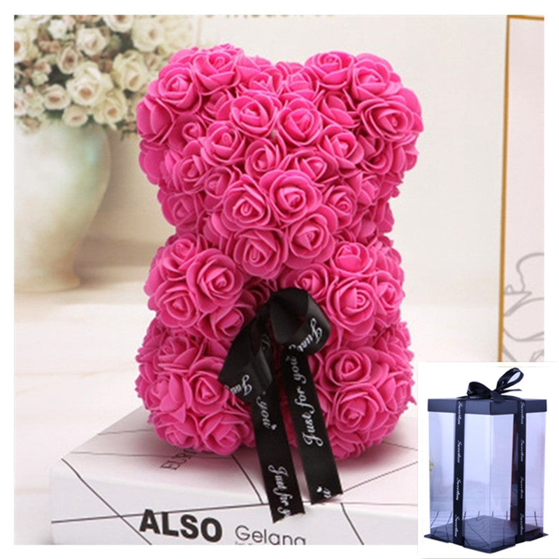 Valentinstag Geschenk Rose Bär Ewige Blume Rose Teddybär PE Schaum Bär 25cm Valentinstag