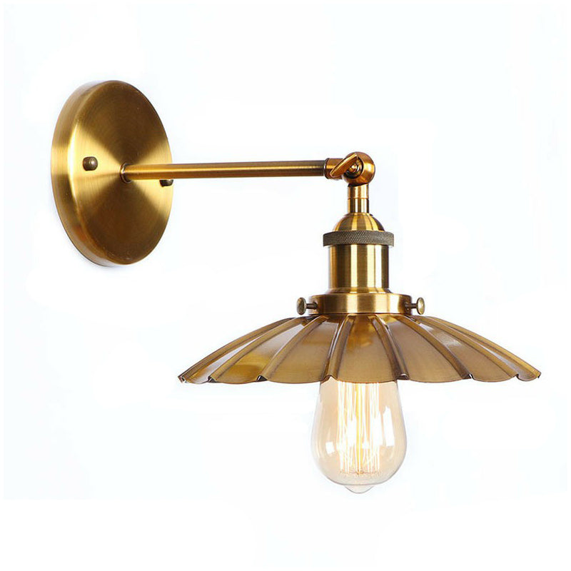 Eisen Messing Finish Wandlampe Leuchte Wellen-/Horn-/Kegel 1-Lampe Fabrik Wandmontierte Lampe mit Pivotgelenk