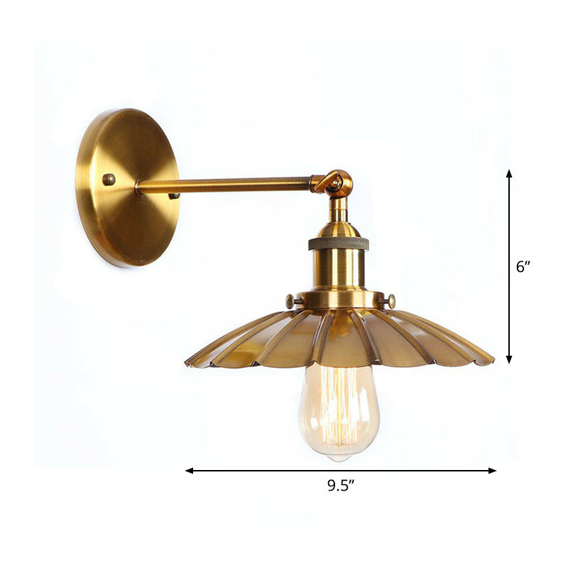 Eisen Messing Finish Wandlampe Leuchte Wellen-/Horn-/Kegel 1-Lampe Fabrik Wandmontierte Lampe mit Pivotgelenk