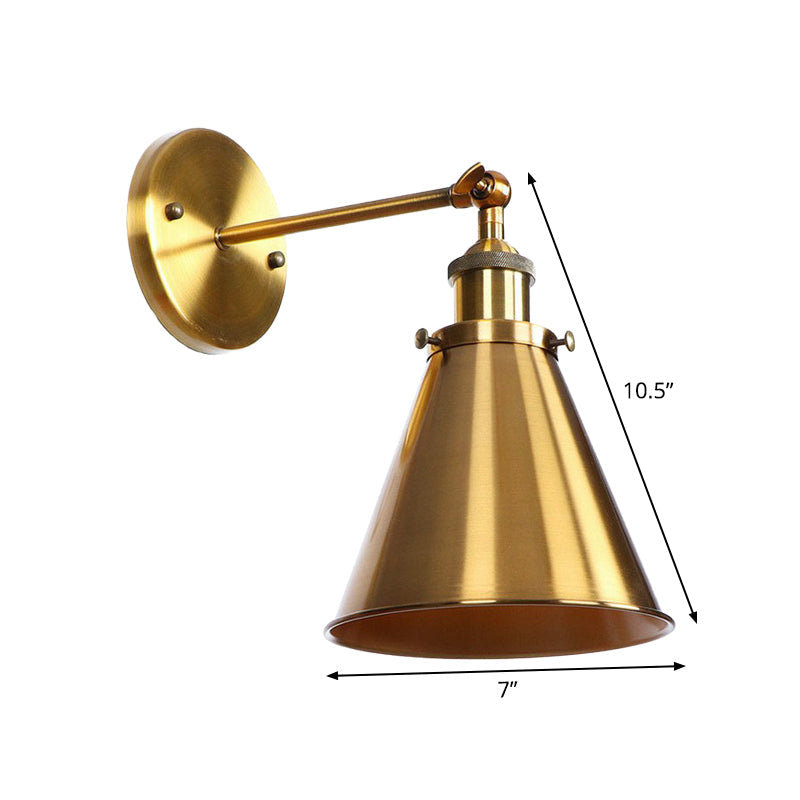 Eisen Messing Finish Wandlampe Leuchte Wellen-/Horn-/Kegel 1-Lampe Fabrik Wandmontierte Lampe mit Pivotgelenk