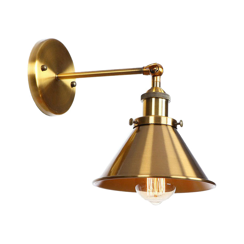 Eisen Messing Finish Wandlampe Leuchte Wellen-/Horn-/Kegel 1-Lampe Fabrik Wandmontierte Lampe mit Pivotgelenk