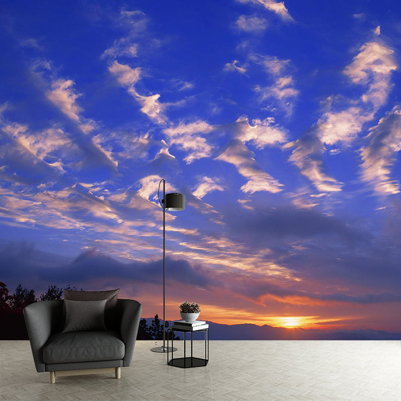 Sonnenuntergang Wolken Szene Tapete Mural Dunkel Farbe Zeitgenössische Wandverkleidung für Flur