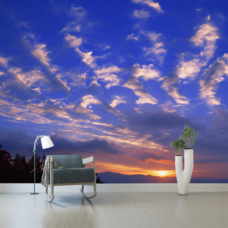 Sonnenuntergang Wolken Szene Tapete Mural Dunkel Farbe Zeitgenössische Wandverkleidung für Flur