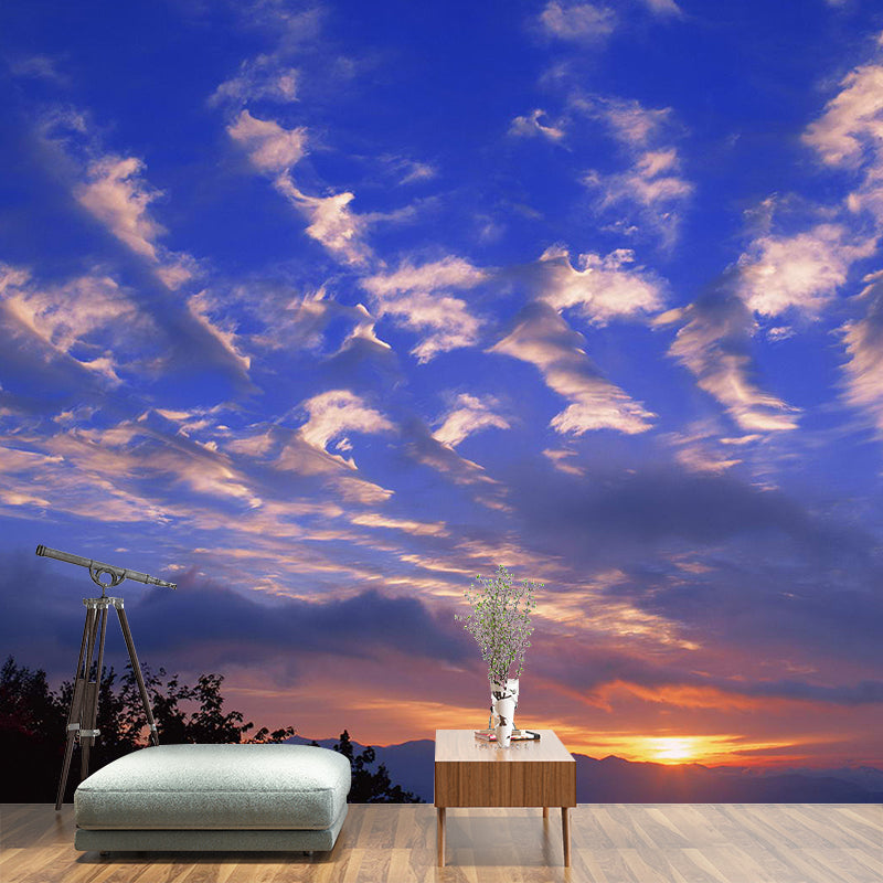 Sonnenuntergang Wolken Szene Tapete Mural Dunkel Farbe Zeitgenössische Wandverkleidung für Flur