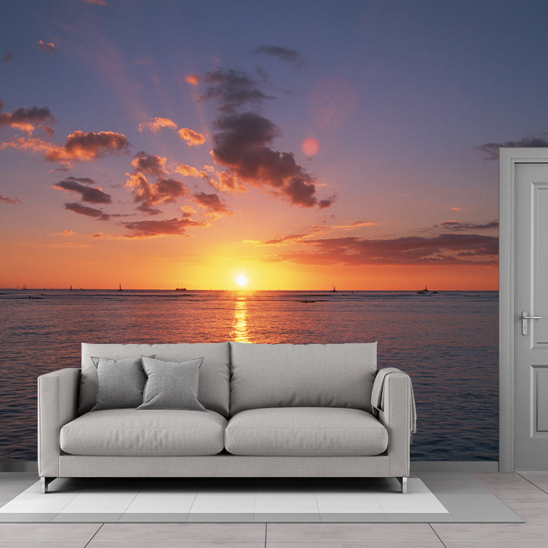 Sonnenuntergang Wolken Szene Tapete Mural Dunkel Farbe Zeitgenössische Wandverkleidung für Flur