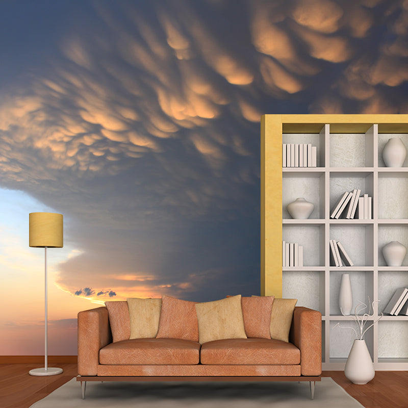 Sonnenuntergang Wolken Szene Tapete Mural Dunkel Farbe Zeitgenössische Wandverkleidung für Flur