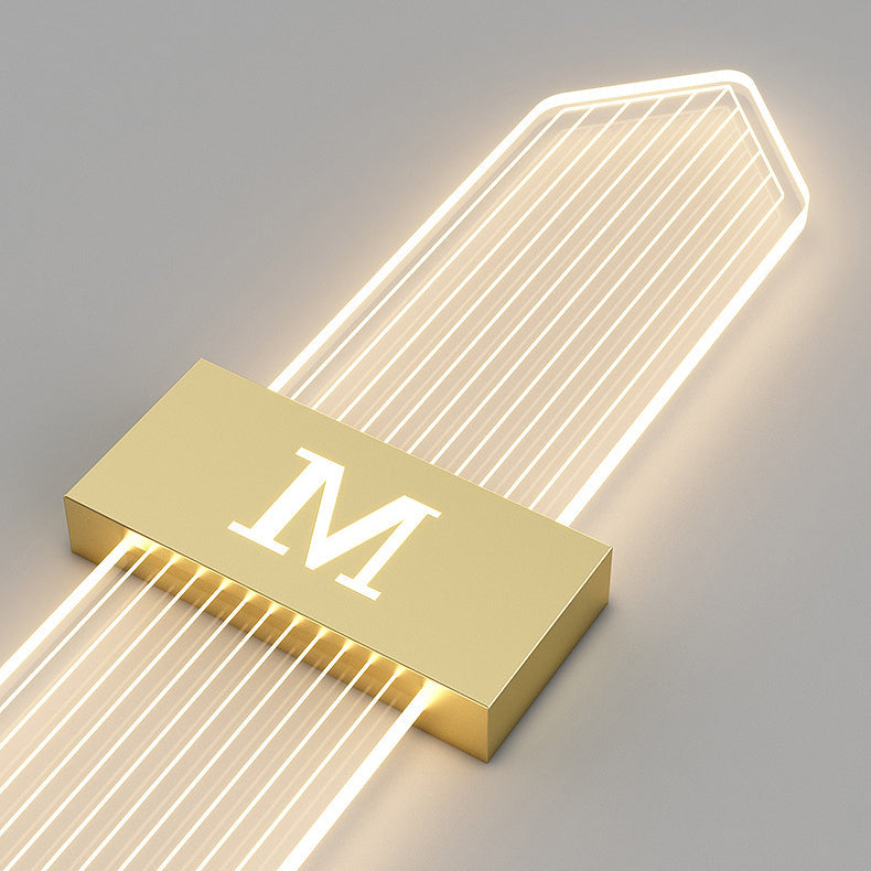 Moderne Luxus Eisen Acrylic Elliptische Streifen Spitz LED Wandleuchte für das Wohnzimmer