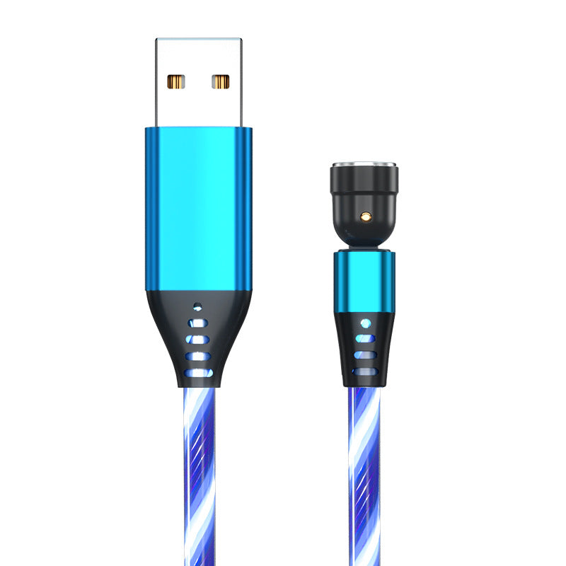 540 Rotate Luminous Magnetkabel 3A Schnellladekabel für Mobiltelefone für LED Micro USB Typ C für I-Telefonkabel
