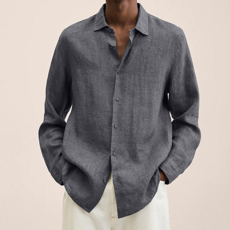 Herren Leinen Regular-Fit Hemd