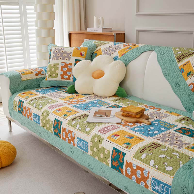Kindlicher Muster Plaid Baumwolle Waschbarer Sofabezug