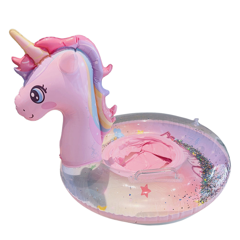 Aufblasbarer Schwimmring mit glitzerndem Einhorn – stabile Doppelgriffe – langlebiges, umweltfreundliches PVC – Wanduhr