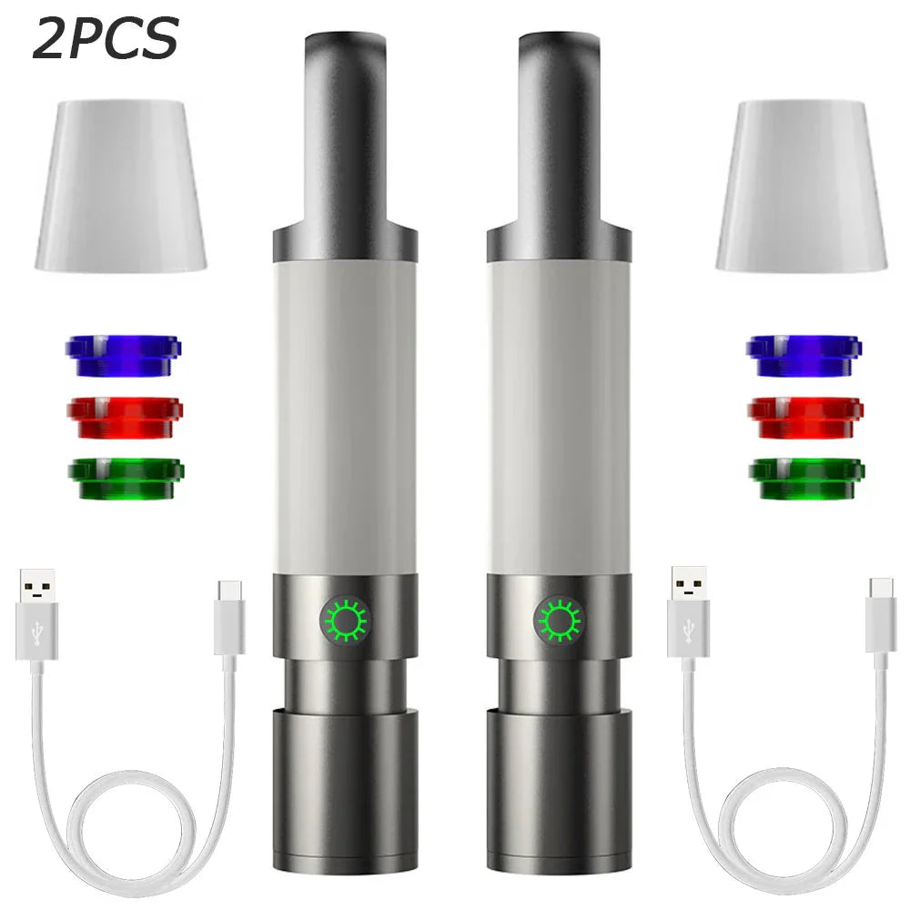 Sandsberg | LED-Taschenlampe mit Mehrfarbfiltern – Wiederaufladbare USB-C Lampe mit Camping- & Notlicht-Funktion