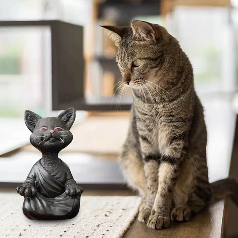 Buddha-Katzen-Statue | Setzen Sie sich alleine hin und meditieren Sie, während Sie zusammen mit der Statue Ihrer Katze sitzen