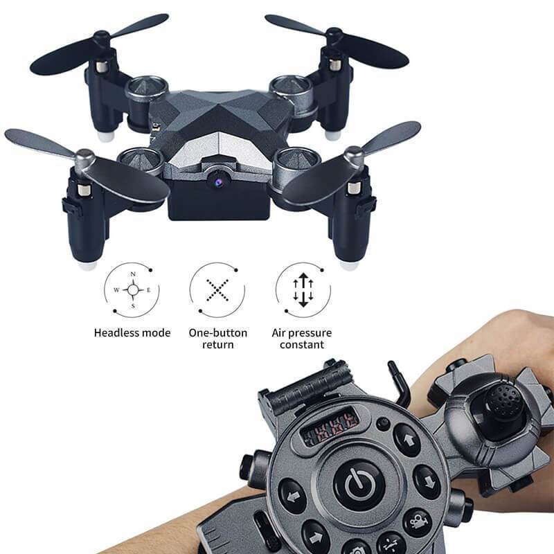 Mini Drone Flugzeug Faltbar Aerial WiFi Uhr Fernbedienung