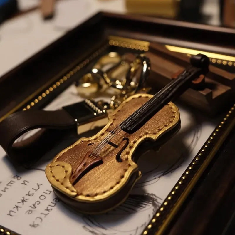 Hergestellter Leder Violin- & Cello-Schlüsselanhänger