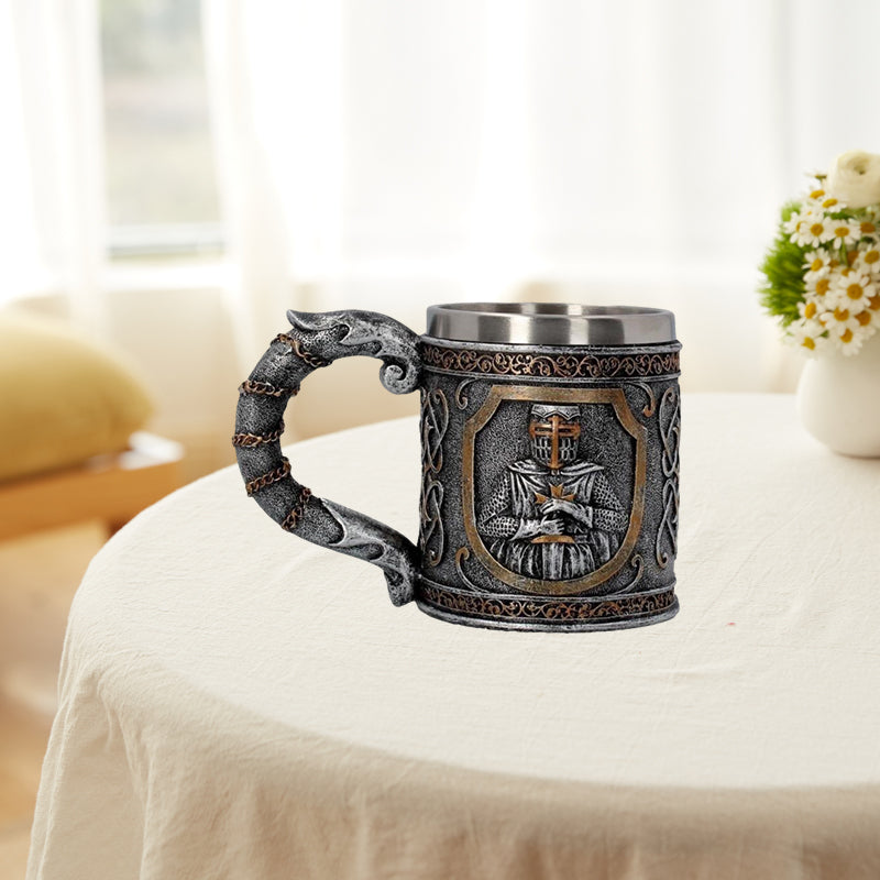 Sandsberg | Kreativer Edelstahl Mittelalter Becher Krug für Bier Kaffee