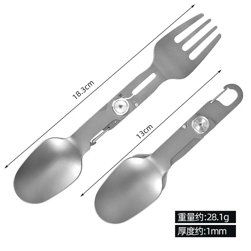 Sandsberg | Titan Camping Besteckset - Faltbarer Löffel, Gabel, Essstäbchen & Schüssel für Reisen