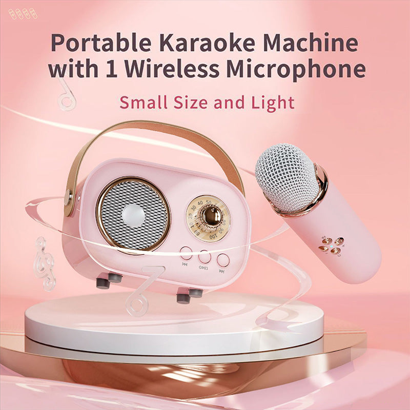 Mini Karaoke Maschine & Bluetooth Lautsprecher Mit Kabellosem Mikrofon