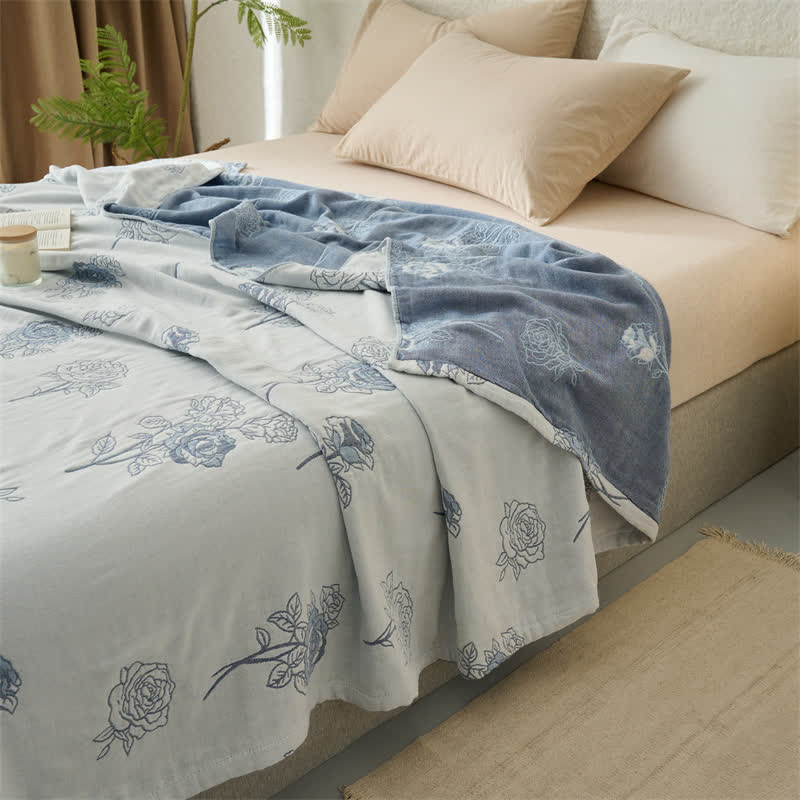 Jacquard-Steppdecke aus vierlagiger Baumwollgaze