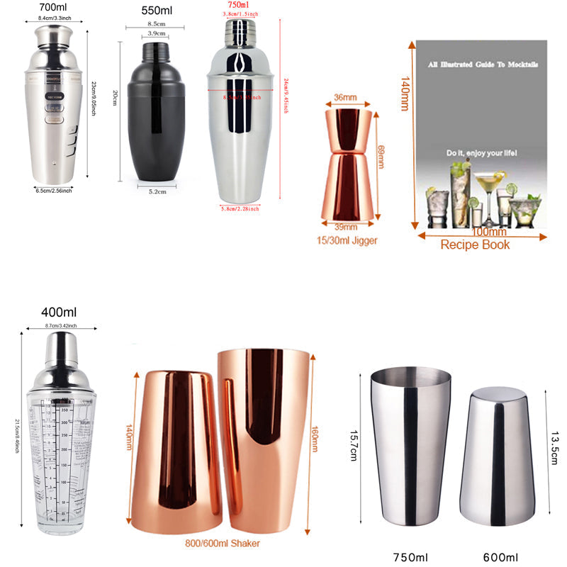 2-6 Stück American Style Boston Edelstahl Shaker Cocktail Shaker