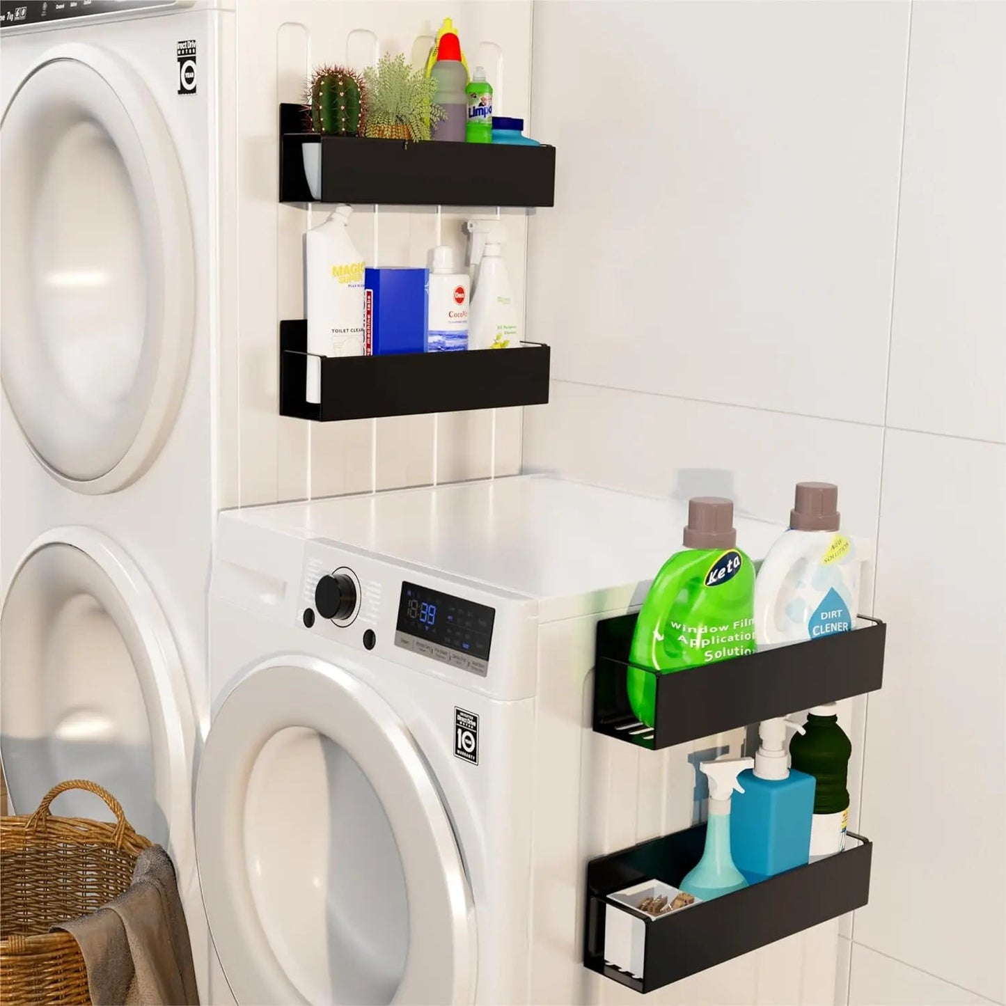 Sandsberg Pack Magnetisches Gewürzregal für den Kühlschrank, bewegliche magnetische Gewürzregale, Küchenlagerregal, geeignet für Kühlschränke, Mikrowellen und Waschmaschinen, platzsparende Aufbewahrung.