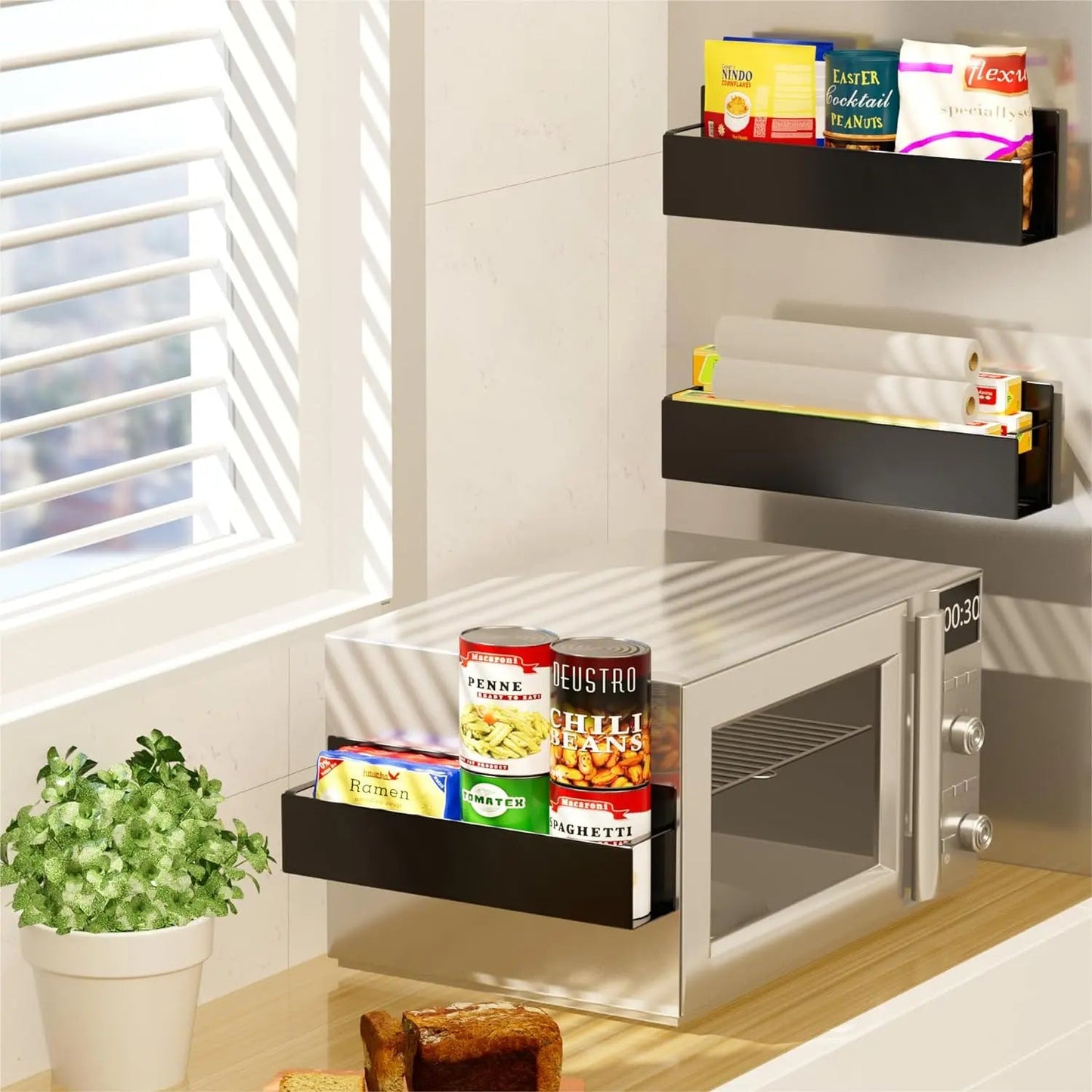 Sandsberg Pack Magnetisches Gewürzregal für den Kühlschrank, bewegliche magnetische Gewürzregale, Küchenlagerregal, geeignet für Kühlschränke, Mikrowellen und Waschmaschinen, platzsparende Aufbewahrung.
