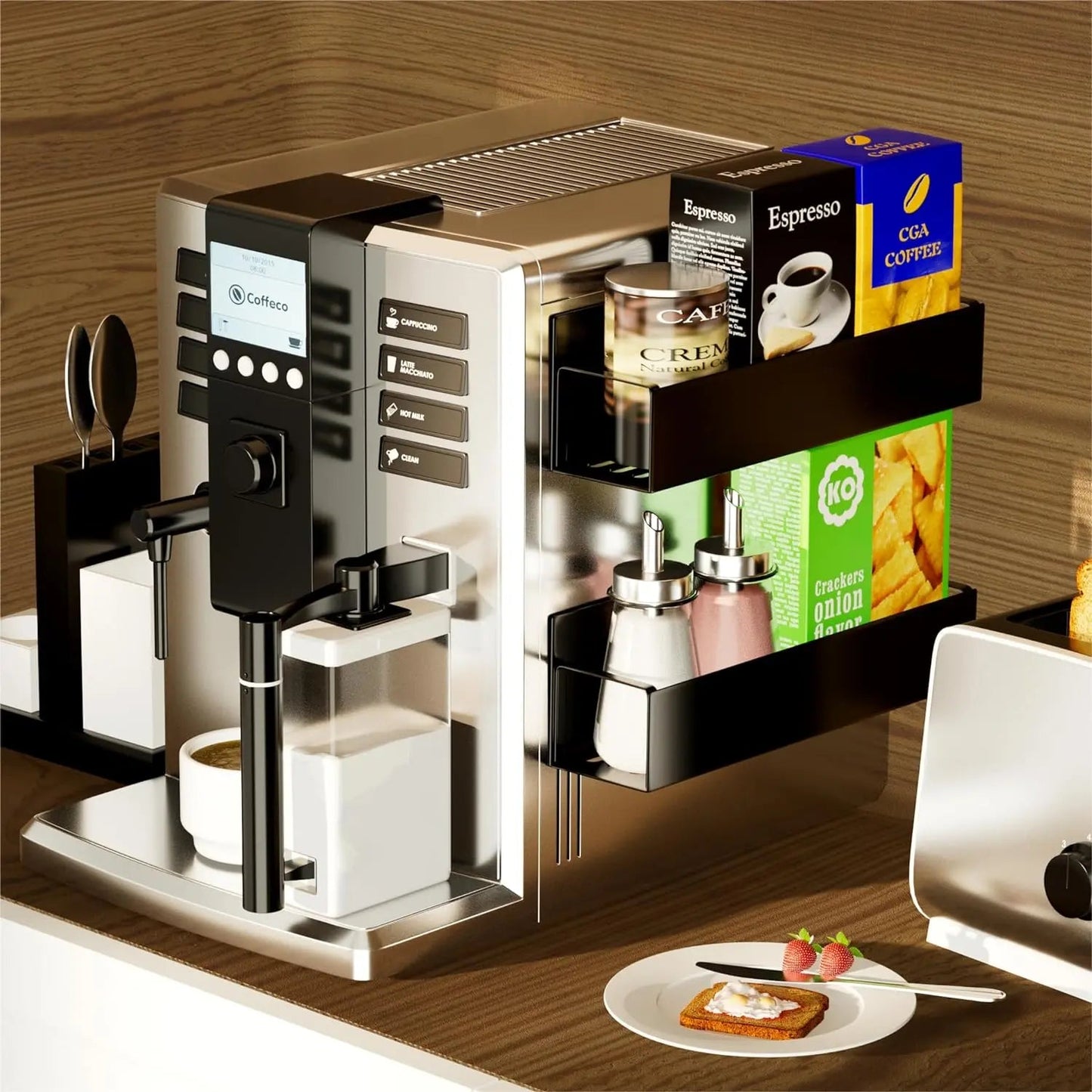 Sandsberg Pack Magnetisches Gewürzregal für den Kühlschrank, bewegliche magnetische Gewürzregale, Küchenlagerregal, geeignet für Kühlschränke, Mikrowellen und Waschmaschinen, platzsparende Aufbewahrung.