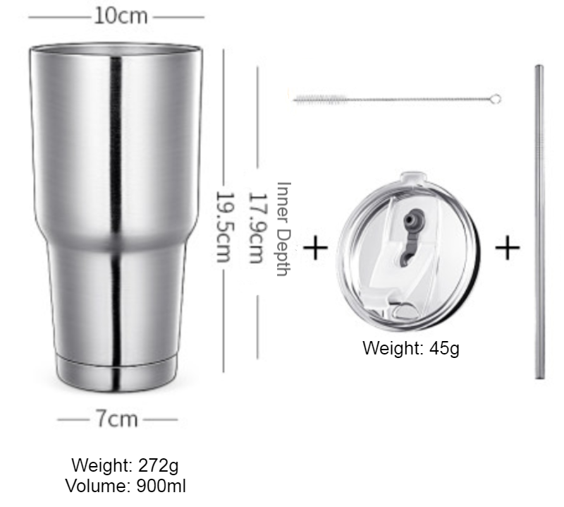 Sandsberg | Edelstahl-Vakuum-Isolier-Reisebecher mit wiederverwendbarem Strohhalm und kristallklarem Deckel, für Wasser, Kaffee, kalte und heiße Getränke