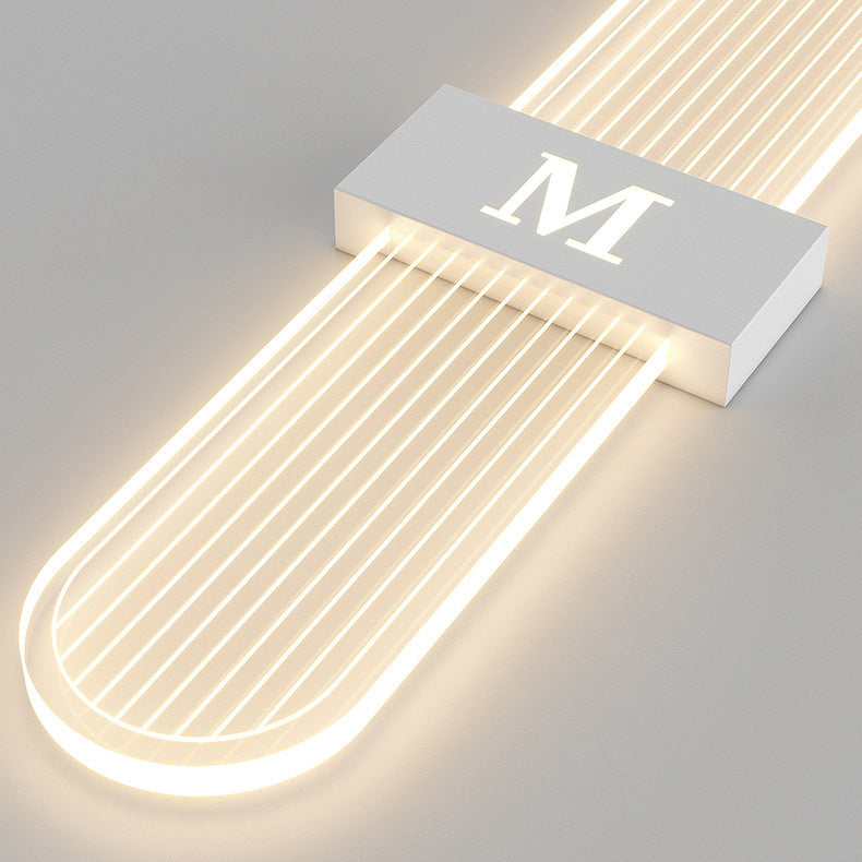 Moderne Luxus Eisen Acrylic Elliptische Streifen Spitz LED Wandleuchte für das Wohnzimmer